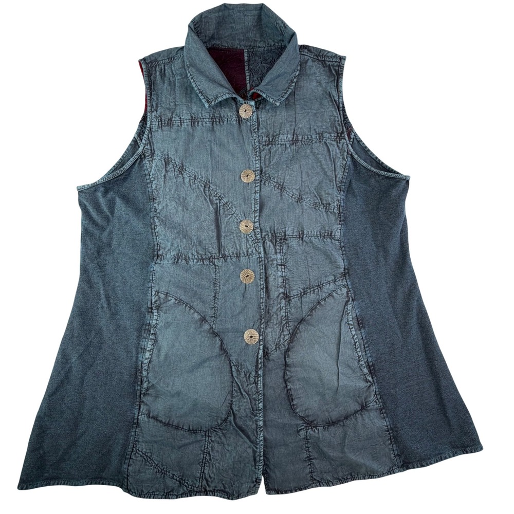 Parsley & Sage Reversible Patchwork Lace Art to Wear‎ Boho Vest XL Festival - Picture 5 of 16